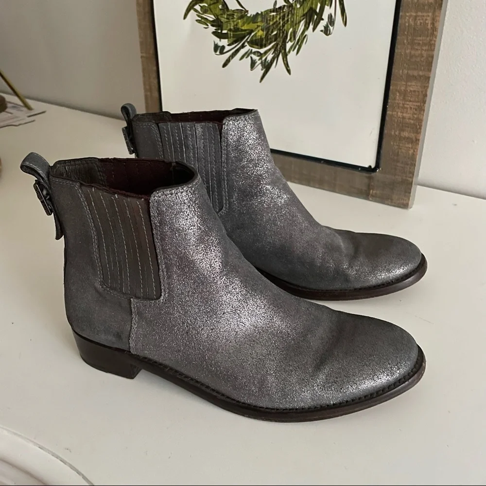 Tory Burch Wade Metallic Ankle Boots  Size 8